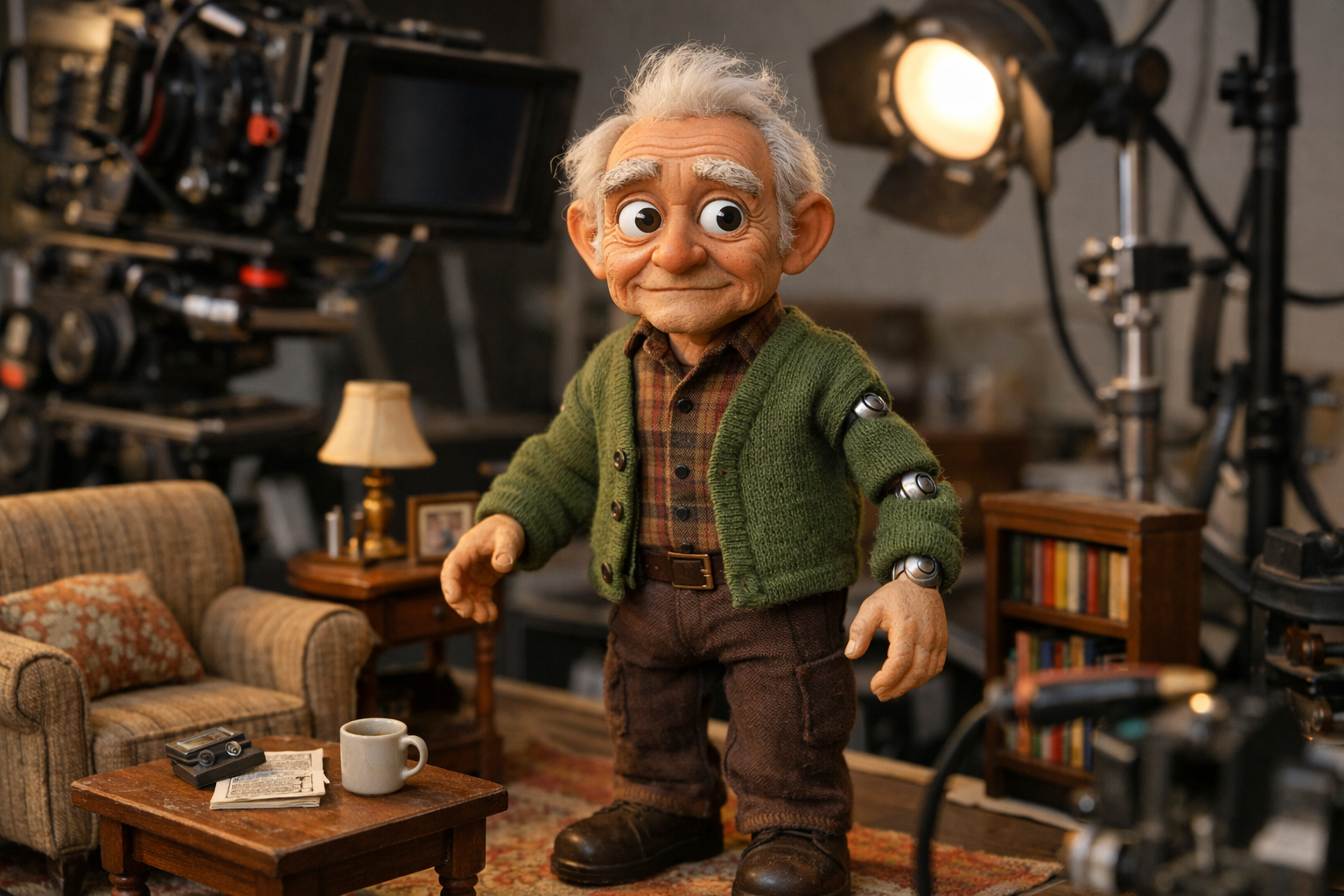 Lalka animacyjna w studiu stop-motion — zbliżenie na detale